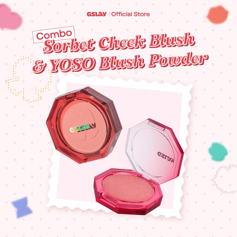 [ĐỘC QUYỀN TTS_TẶNG CỌ] Combo GSLAY Má hồng kem hóa phấn Sorbet Cheek Blush 5g và Phấn má hồng thuần chay dạng nén YOSO Blush Powder 5g