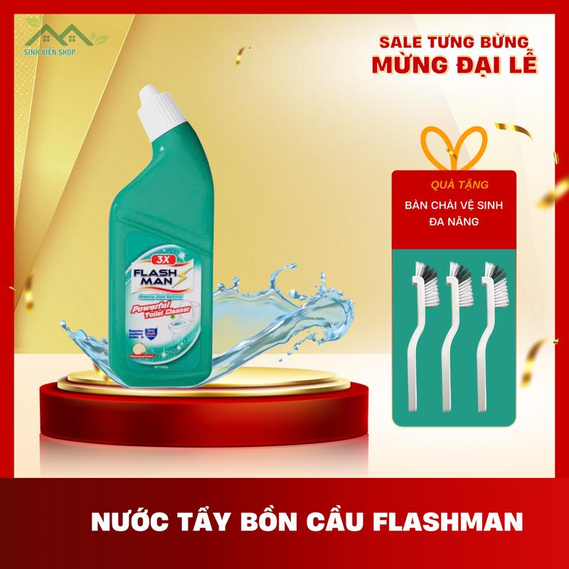  Nước tẩy rửa bồn cầu Flashman giúp kháng khuẩn bám bồn cầu toilet làm sạch nhà vệ sinh bồn rửa bát mùi hương gỗ tự nhiên tươi mát dịu nhẹ chai 500ml 