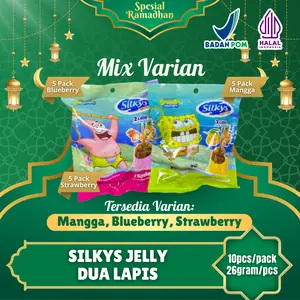 [4.4 GAJIAN SALE] 50 Pcs Jelly Silkys Dua Lapis Rasa Mangga Strawberry Bluberry Sudah BPOM dan Halal