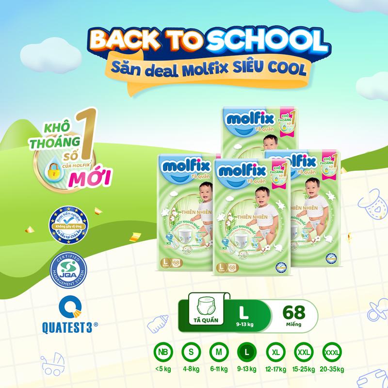 [Tặng Scooter, XL hết quà] Ultra Combo 4 Tã/bỉm quần Molfix Ultra Thiên nhiên Organic Cho Bé [Bao bì thay đổi theo từng đợt nhập hàng]