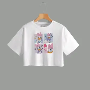 kaos krop oversize anak perempuan  lengan pendek,usia 2-15thnkaos bergambar lucu,kaos leher crew neck Pakaian Fashion atasan