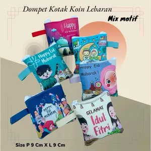 (1LUSIN) 12 PCS DOMPET LEBARAN IDUL FITRI MODEL RESLETING/DOMPET LEBARAN  KOTAK KOIN