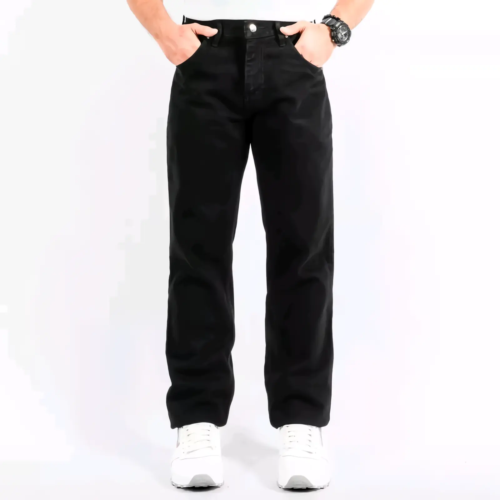 Celana Jeans Hitam Model Loose Fit Pria Panjang Kekinian - Slim Reguler