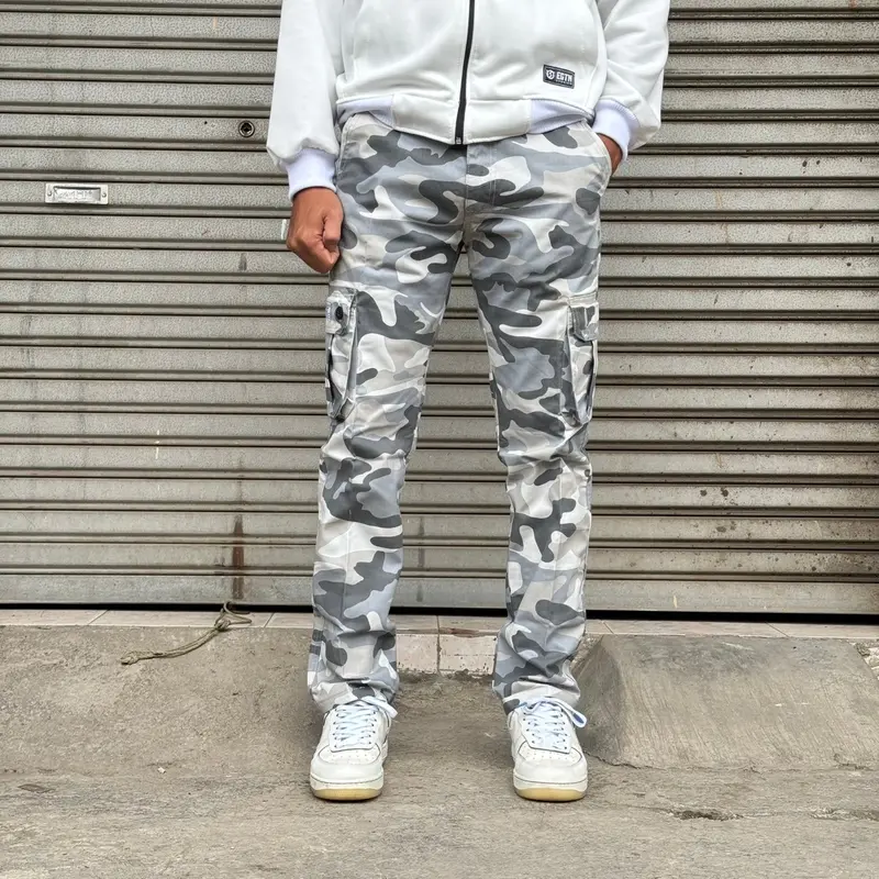 BISA COD SM RM DENIM Celana Cargo Camo Loreng Reguler Fit Loreng Brown Relax Pants Pria 3