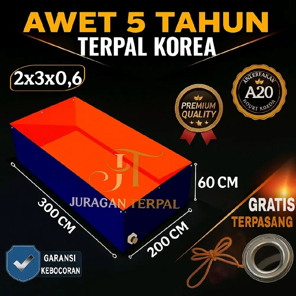 kolam terpal asli a20 2x3x0,6 // 200x300x60 busan/kingstar kualitas premium