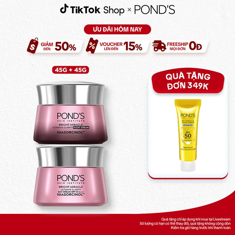 Bộ Skincare 2 Kem Dưỡng Da Pond's Bright Miracle Đa Tầng Ngày & Đêm Với 50X…