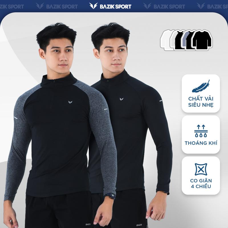 Áo Thun Dài Tay Cổ Trụ Bazik Wings W01 Khóa Cổ Zip 1 4 Co Giãn Giữ Nhiệt Thể Thao Chạy Bộ Bơi Lội