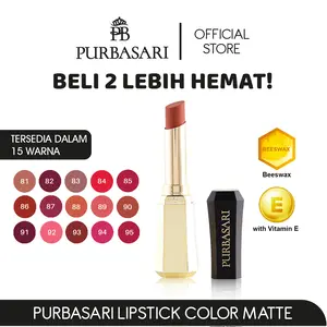 [1 PCS] Purbasari Lipstick Color Matte / Lipstick Matte / Lipstick tahan 12jam - Ringan dan lembut di bibir Lipstik Pewarna Gloss Almond Liquid