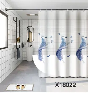 Tirai kamar mandi anti air bahan PEVA lengkap dengan pengait dan ring besi/Shower Curtain