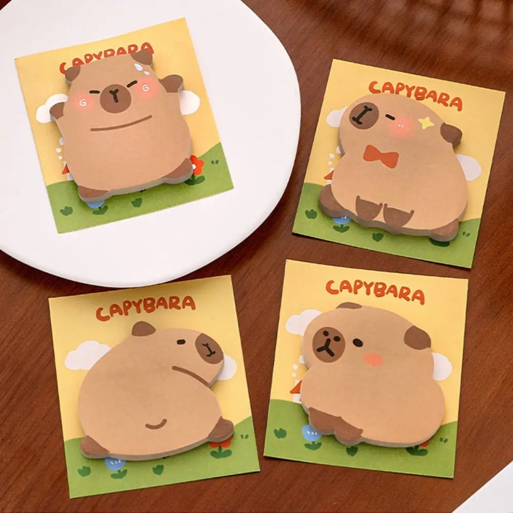 Ghi Chú Dính Hoạt Hình Capybara, Tự Dính, 30 Tờ, Đệm Ghi Nhớ, Văn Phòng Phẩm, Đồ Dùng Học Tập, Sổ Ghi Chép, Quà Tặng