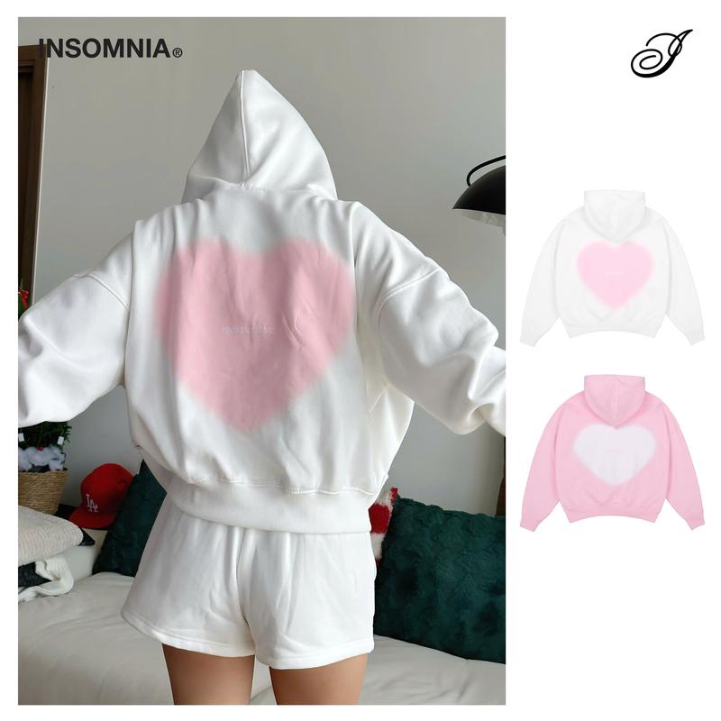 [BST THU ĐÔNG] Áo Khoác Hoodie Zip Big Heart INSOMNIA Form Boxy Chất Nỉ Bông Cao Cấp - HD009