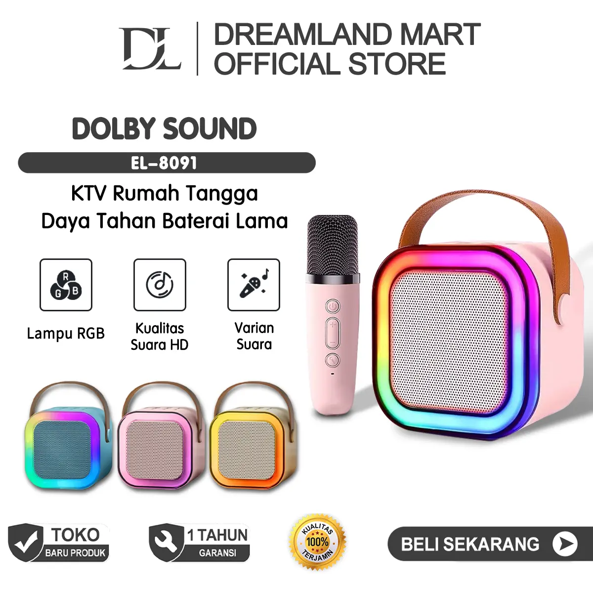 Bluetooth Mini Speaker Karaoke Set 2 Mic KTV Mini Portable Microphone Dual RGB Wireless Speaker