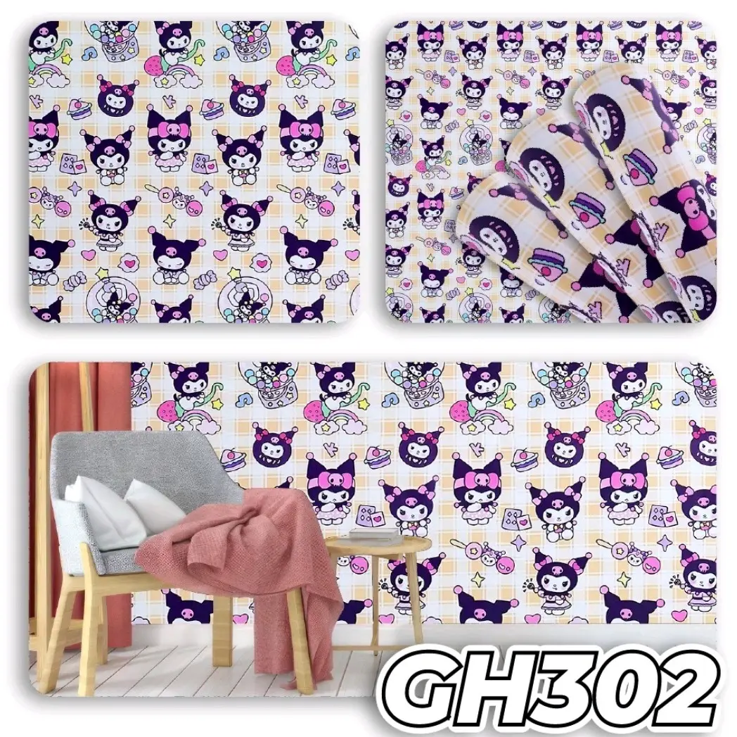 Wallpaper Stiker Dinding Motif Kuromi kotak Anak Anak
