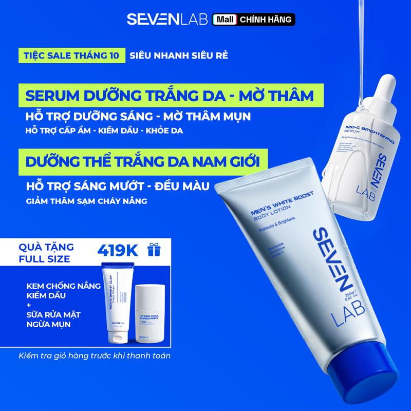 Combo Dưỡng Thể Body 250g Và Serum Dưỡng Trắng Da Mặt 30ml SEVENLAB - Hỗ Trợ Mờ Thâm, Dưỡng Trắng Sáng Da, Phục Hồi, Cấp Ẩm - Chăm Sóc Da