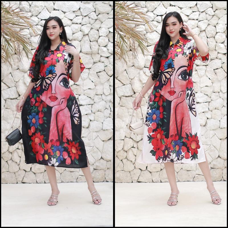 Product Introduction of DASTER VIRAL MOTIF anime JUMBO BUSUI LD 120 TINGGI 115 Nyaman Panjang Bumil Rayon Pendek  resleting Dress 7