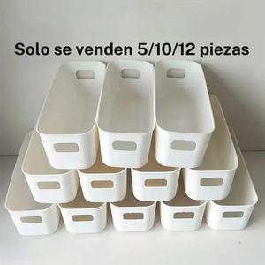 Caja de Almacenamiento con Asa, Set de 12 piezas Canasta Organizadora Multiusos, Contenedor Apilable Duradero para Suministros de Oficina, Cosméticos, Calcetines, Ropa Interior