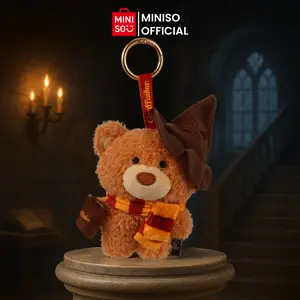 MINISO Harry Potter Gift Bear Plush Pendant Griffindor Slytherin Ravemclaw Hufflepuff gantfungan tas bagcharm lucu