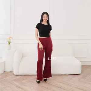 Lafy.id - Yoora Satin Pants Celana Highwaist Flare Pants Wanita Panjang Petit dan Long