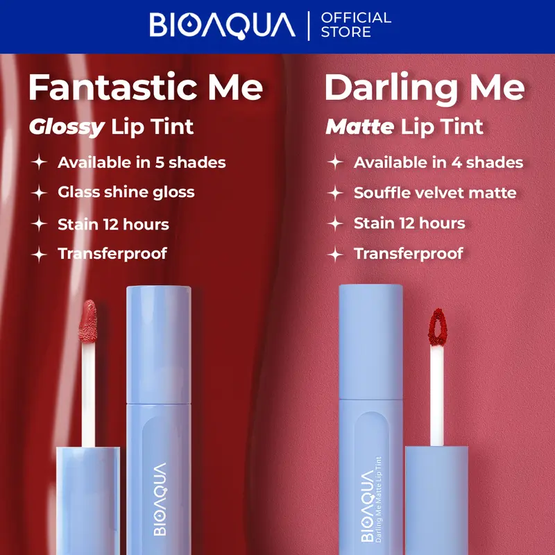 【BPOM】BIOAQUA Fantastic Me Glossy Lip Tint 2.3g Bibir Lipcream Long Lasting Waterproof Lipstick lipstik Transferproof Tahan Lama Natural Formula Ringan 5