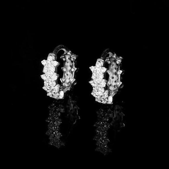 Khuyên tai vòng hình các ngôi sao đính đá hai mặt lấp lánh chất liệu bạc 925 Hiphinh jewelry