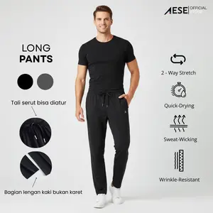 (AESE) Celana Panjang Cowok Kerja Fit Pria Casual Bahan Premium Super Stretch YR 1 Slim Fit Hitam Formal Kantor Keren Nyaman Lembut Kain Semi Basic Katun