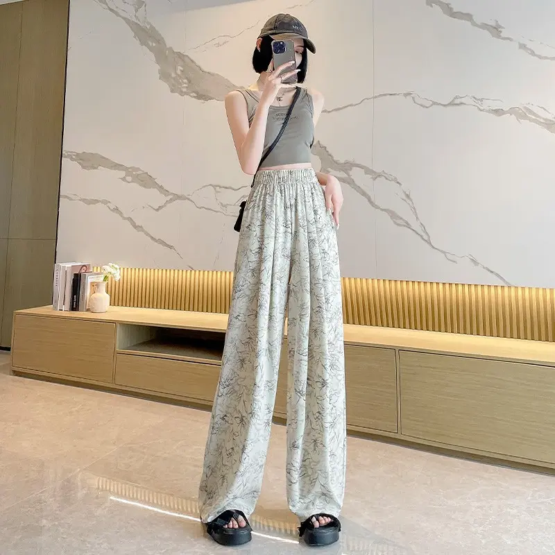 Women pants casual korean trousers for women wearfashion outfit lady high waist straight leg Breathable Comfortable
