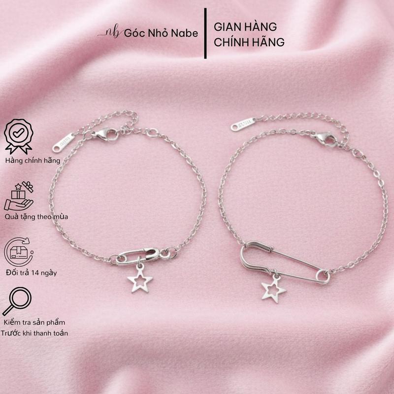 KHÔNG ĐEN GHỈ Vòng Tay Safety Pin Dây Trơn Vì Sao ? Titanium Không Ghỉ - vòng tay nữ Safety Pins Phụ Kiện