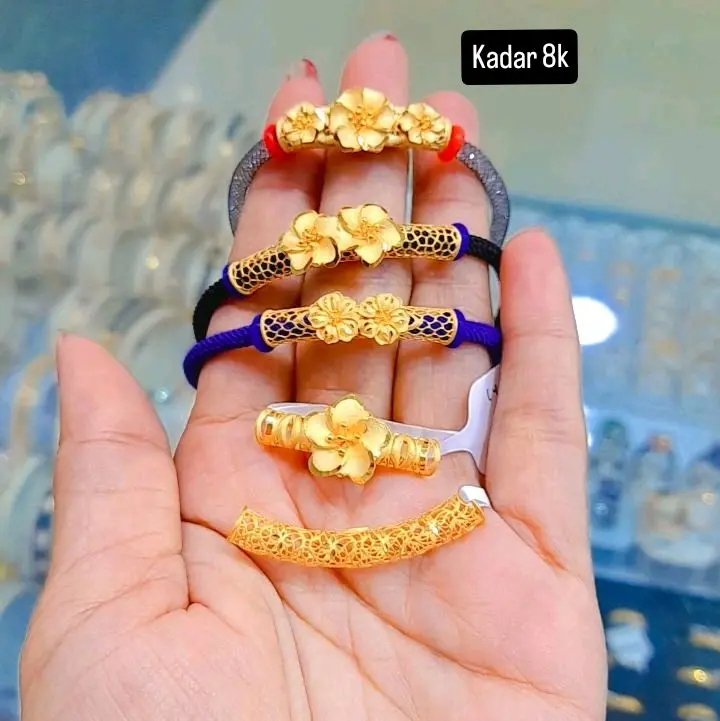 charm gelang tabung kerawang varaisi tali 8k