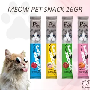 Meow Snack Kucing Pet Cat Strip Food Creamy Treats Cemilan Kucing 16gr