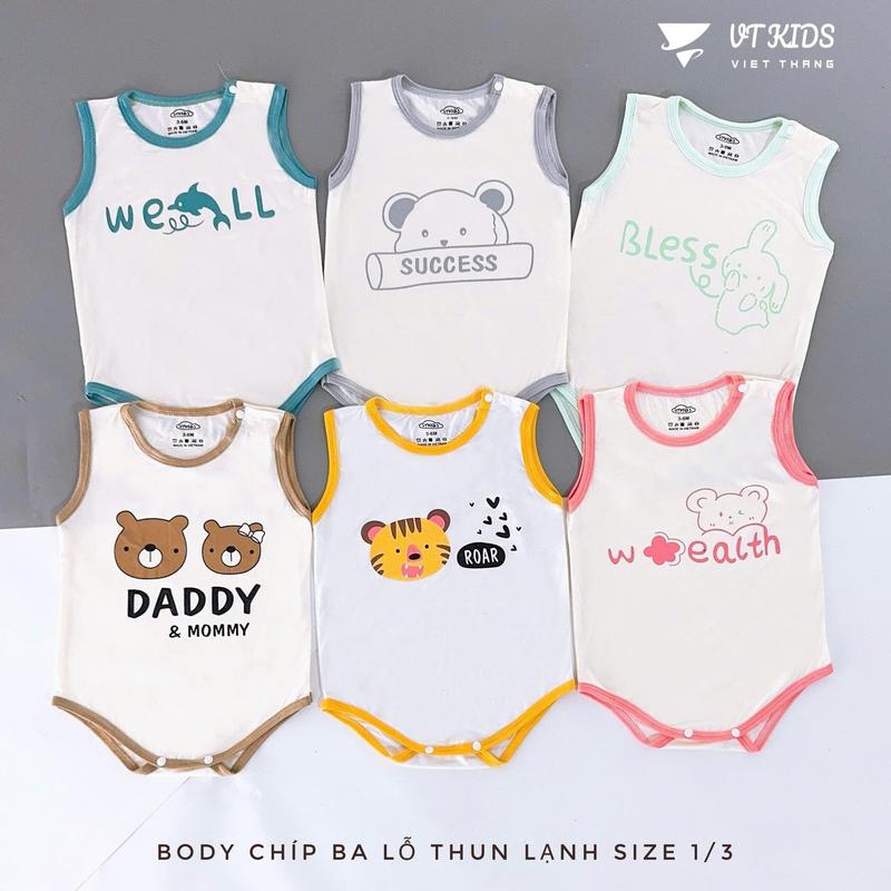 Bộ Body Chip 3 Lỗ Cho Bé Gái Trai Bodysuit Sơ Sinh Jumpsuit