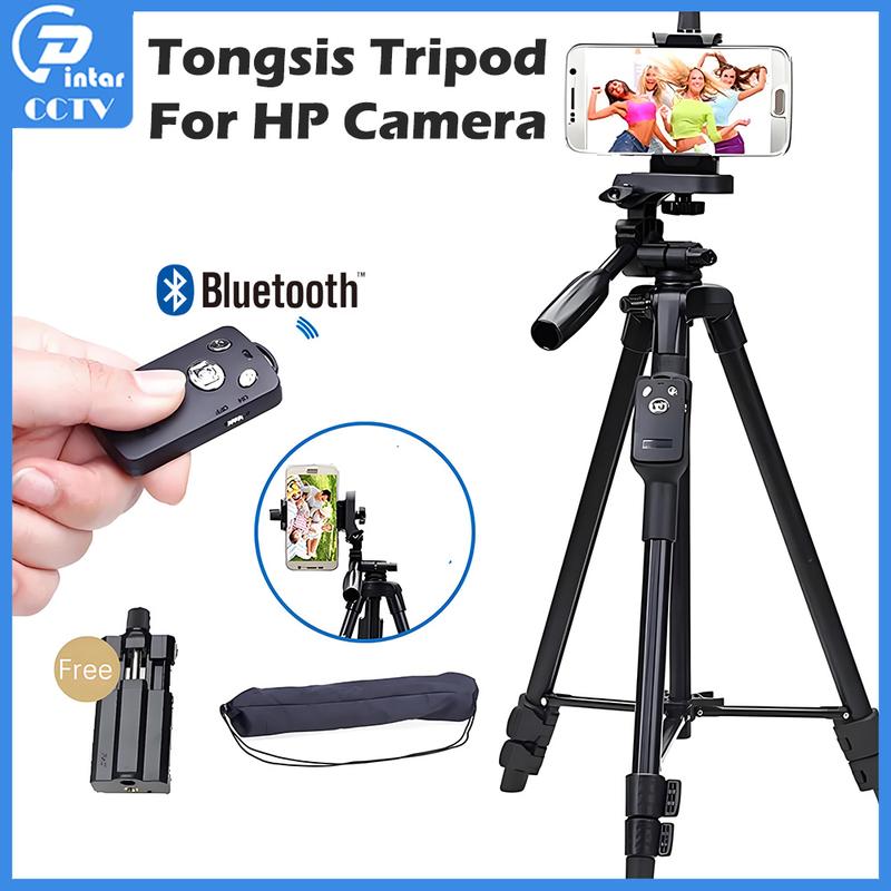 Aluminum Tripod Tongsis Selfie Sticks with Bluetooth Remote + Phone Clip for Camera Phone HP DSLR 1