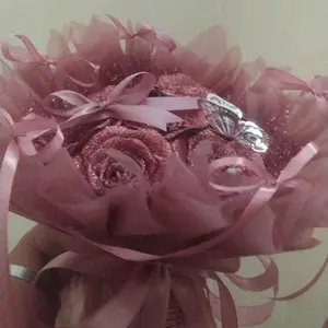 COD Buket kriwil glitter kupu / buket pita satin / round buket / buket kriwil pita satin / buket viral