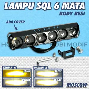 SQL 6 EYES LED MERK MOSCOW LAMPU TEMBAK LASER MERK MOSCOW SQL 6 MATA POWER 18W PER LAMPU ARUS DC 12-80V BAHAN BODY BESI DAN SUDAH WATERPROOF PEMAKAIAN BISA UNTUK MOTOR / MOBIL /TRUCK/ FUSO/ CONTAINER, DLL (WAJIB DC) ADA 2 PILIHAN WHITE/YELLOW, PUTIH/PUTIH