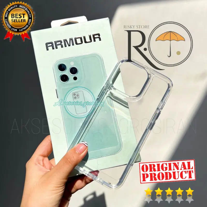 [ANTI KUNING] ORIGINAL !! ARMOUR MILITARY Case Akrilik Bening IPHONE 7 7+ 8 8+ SE 2 X XS MAX XR 11 12 13 14 15 PRO MAX 14+ 15+ PLUS Casing Transparan Hard Clear Case Premium Acrylic 0