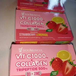 C+Collagen 3 Box Isi 18 Sachet - Minuman Collagen Tripeptide 500mg + Vit C 1000mg untuk Kesehatan Kulit dan Imunitas