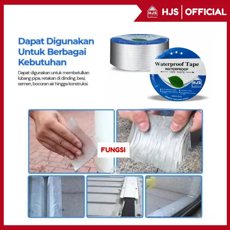 [HJS] Lakban Anti Bocor 3M 5M 1OM Aluminium Foil Waterproof Tape Tahan Air Dan Suhu Tinggi 2