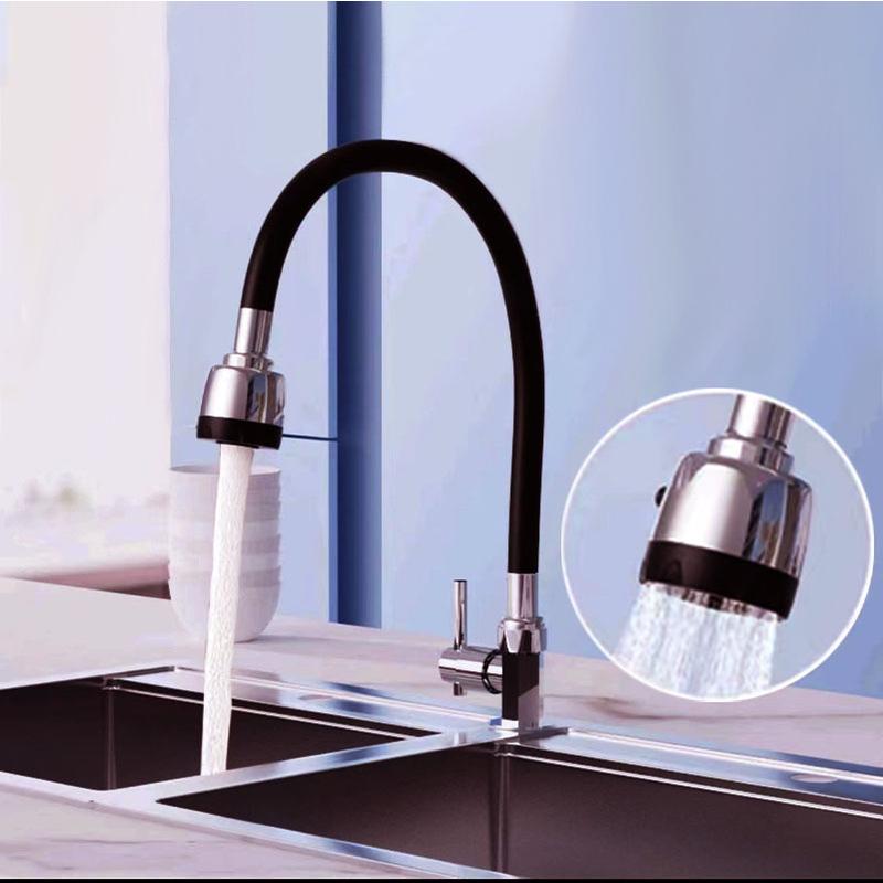 Kran Angsa Dapur Fleksibel/Kran Angsa Wastafel Kran Angsa Cuci Tangan Kran Air Kran Angsa Wastafel Black-1/2 Inch 2 Mode 2