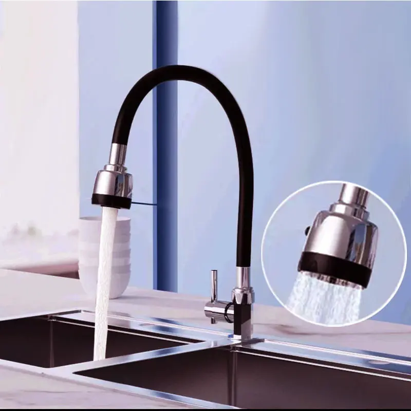 Kran Angsa Dapur Fleksibel/Kran Angsa Wastafel Kran Angsa Cuci Tangan Kran Air Kran Angsa Wastafel Black-1/2 Inch 2 Mode 2
