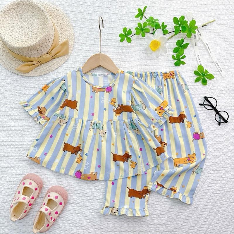  KA174- Đồ Bộ Tole Lanh Khánh An Baby Cho Bé Gái Dáng Babydoll Size 8-42kg 