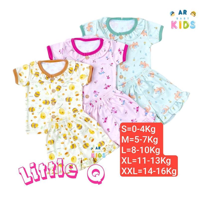 Little Q - BIS Rampel Baju Bayi Pendek Kancing Depan Celana Pendek 1
