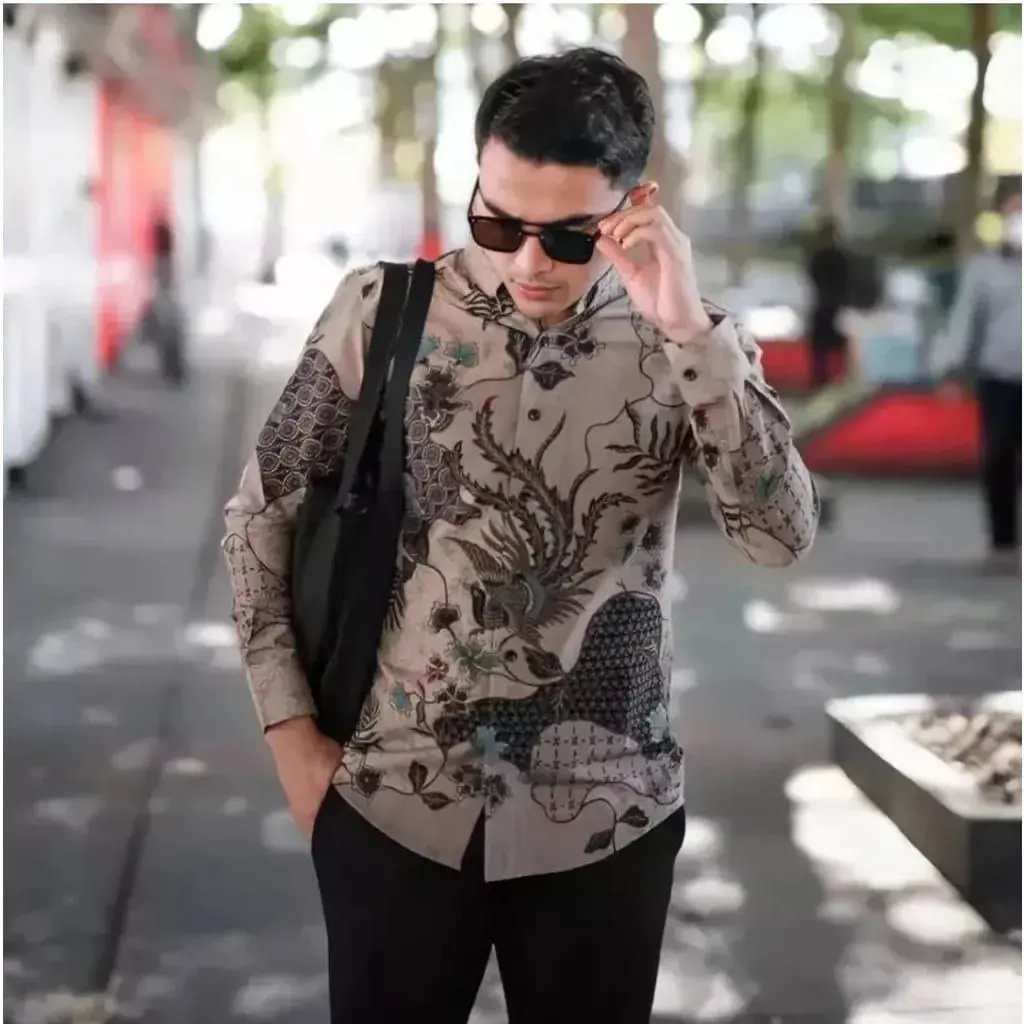 kemeja Batik pria lengan panjang MOTIF SEKAR JAGAD size M L XL XXL murah / Kemeja batik pria lengan panjang slimfit polimikro Slim-fitting Polos Hitam Baju Katun Kerah Kerja Mewah Nyaman Santai Keren