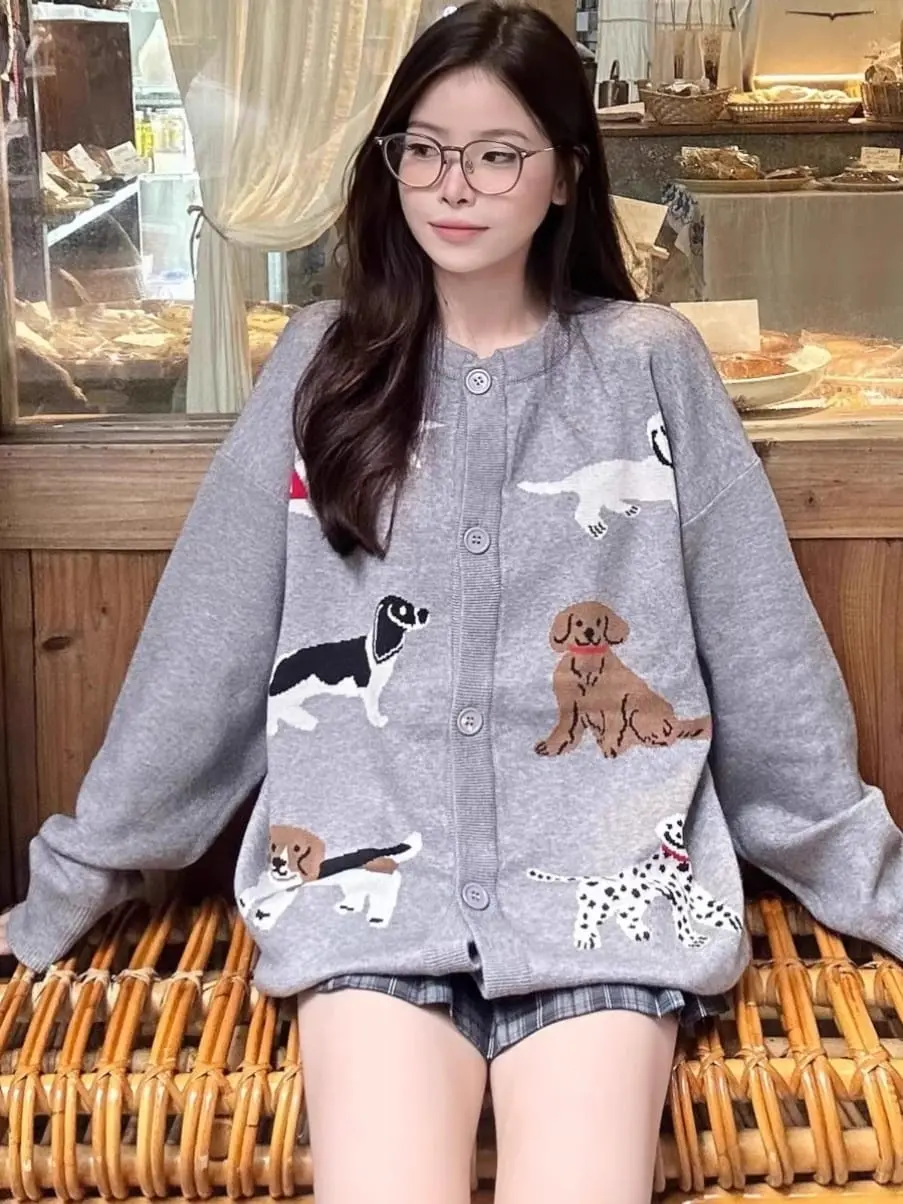 SWEATER ANIMALS CARDIE OVERSIZE WANITA OUTFIT KOREAN LOOK CARDY KANCING KARDIGAN FLEECE CARDIE TERBARU ATASAN