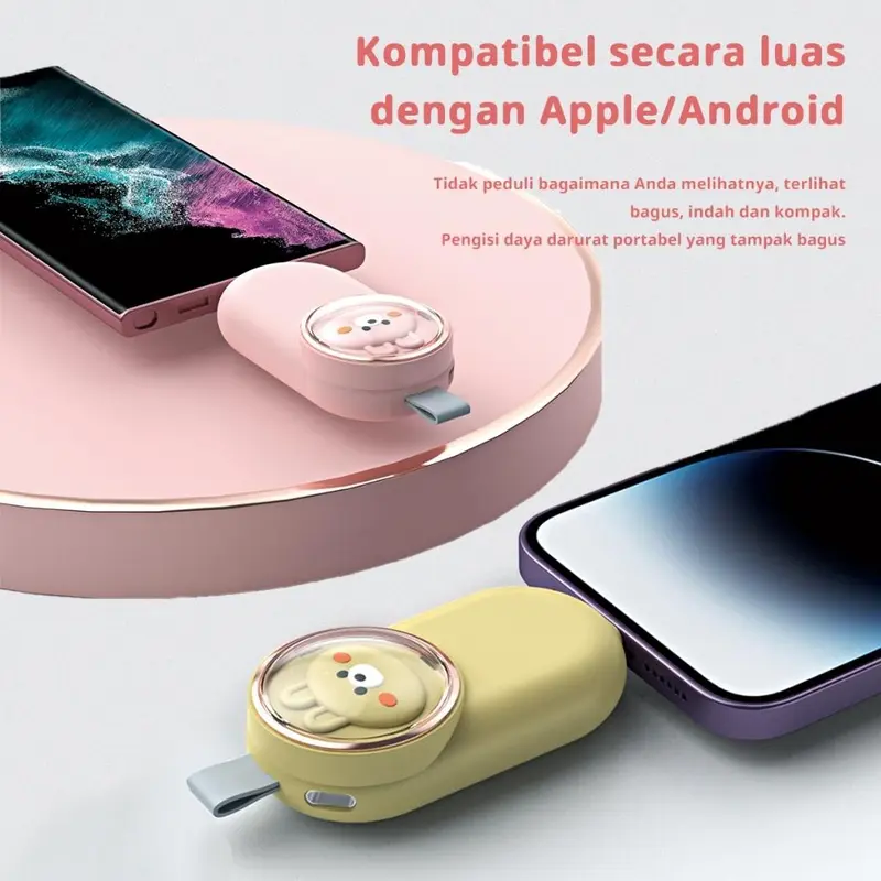 Powerbank Mini Type-C dan IPhone 2500mAh Darurat Saku Portabel 4