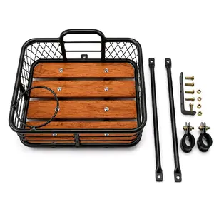 Keranjang Sepeda Kayu dengan Kerangka Stainless Steel dan Aksesori Lengkap untuk Penyimpanan Barang kranjang sepeda kalcer, kranjang sepeda berkualitas