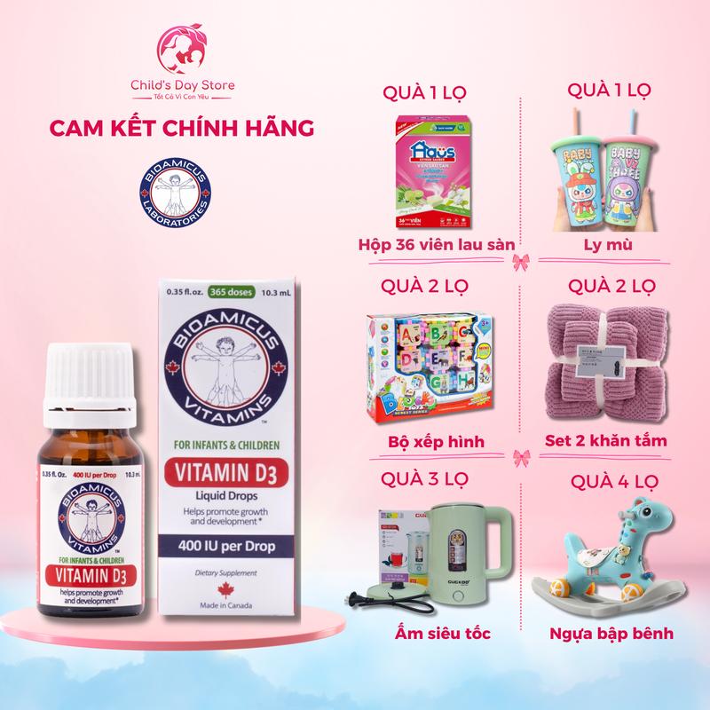 Vitamin D3 Bioamicus - D3 tăng sức đề kháng, bổ xung vitamin D, tăng hấp thu canxi - Childs day store Cho Bé Men Vi Sinh d3  mk7 canxi  d3 men  vi