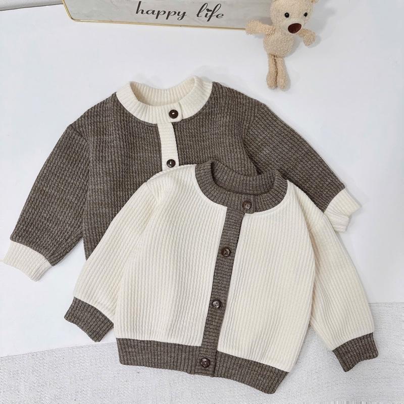 [BeHan] Áo khoác cadigan chất len mềm phối màu cho bé 8-21kg - A25B129