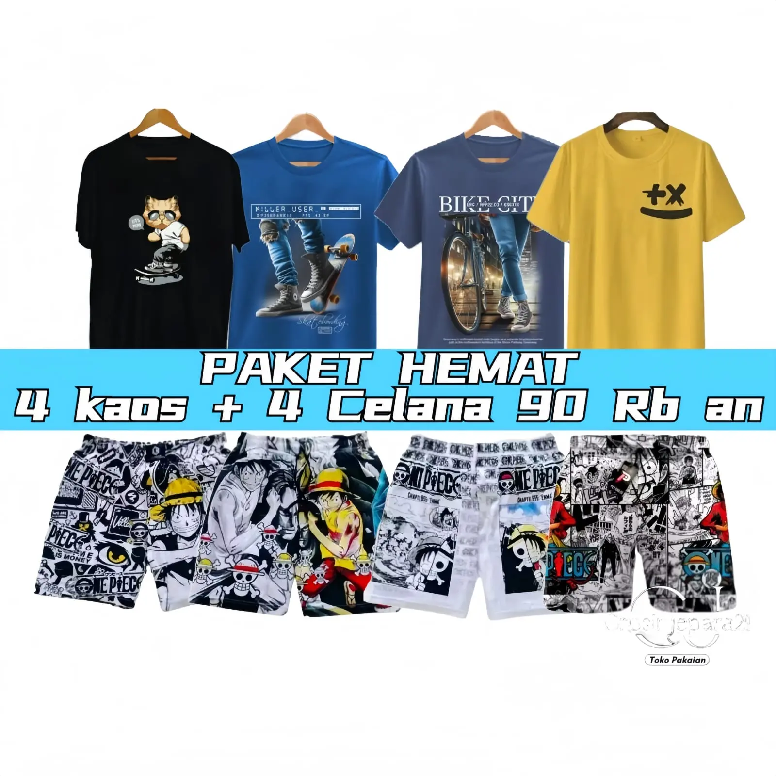 PAKET HEMAT 90 RIBU DAPAT 4 KAOS DAN CELANA BOXER Unisex