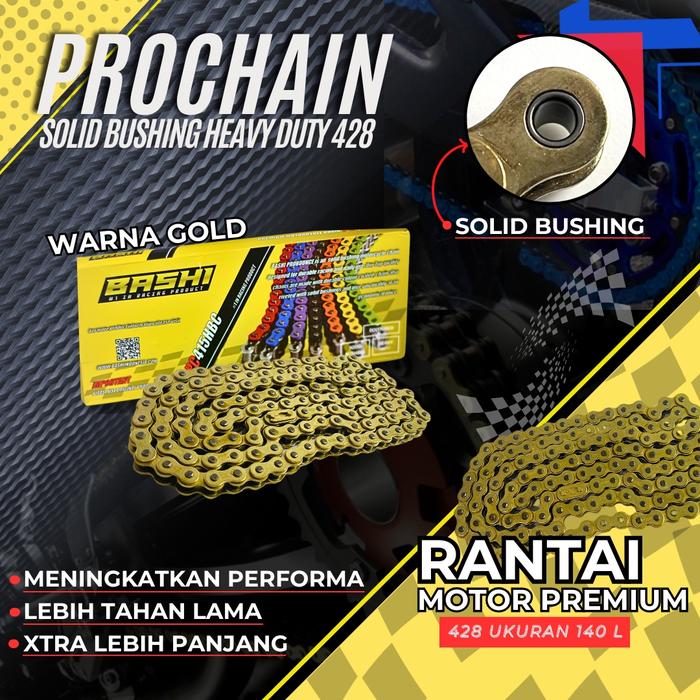 Jual Bashi Rantai Motor Emas Prochain Gold Heavy Duty Solid Bush 415H ...