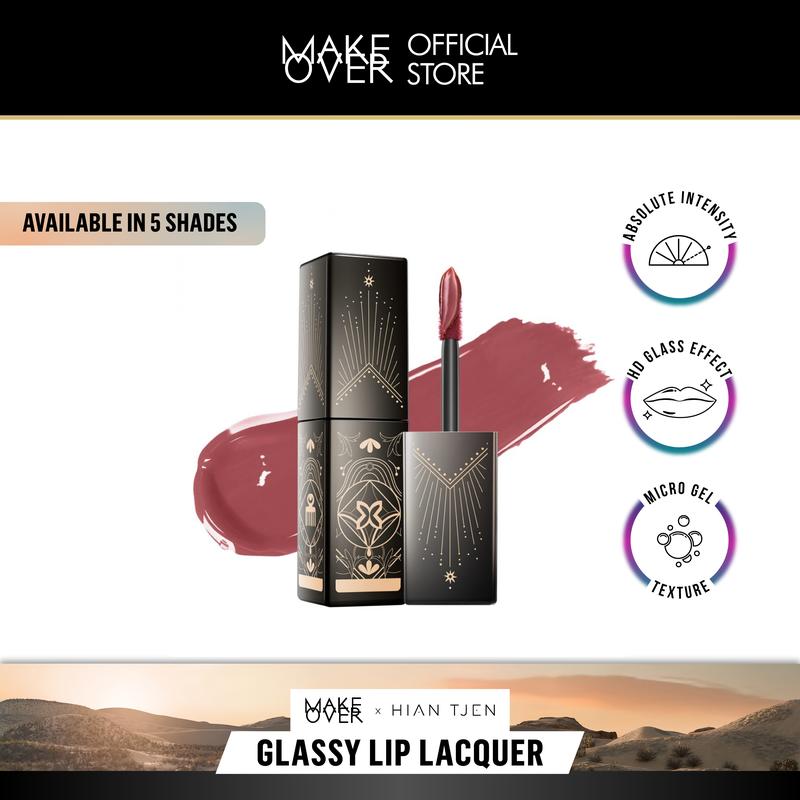 MAKE OVER Glassy Lip Lacquer X Hian Tjen - Lip Gloss Lip Tint Lipcream Lip Cream Lipstick Make Up Pigmented BEST SELLER long lasting time less stain with euphoria 0