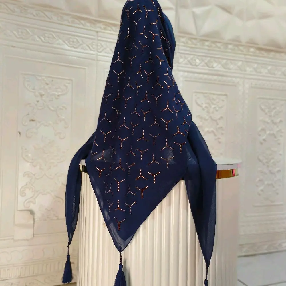jilbab segiempat Payet mahkota bahan paris